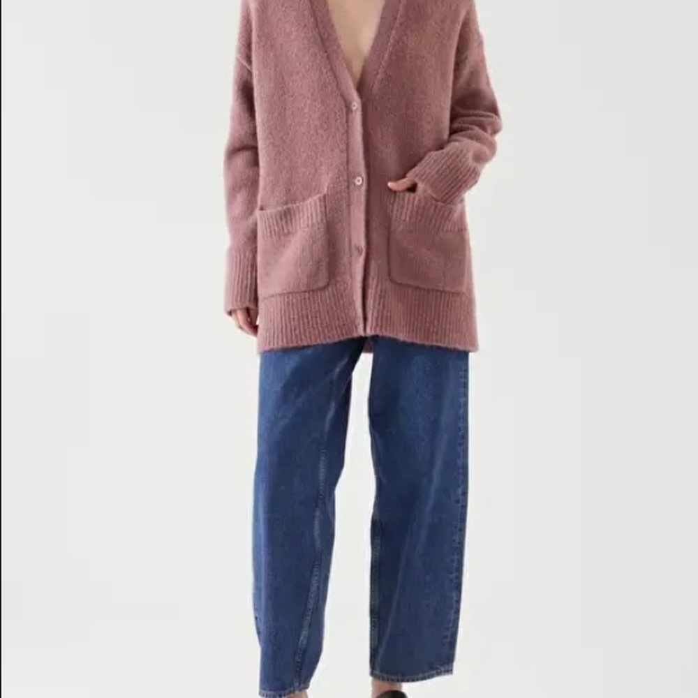 COS V-Neck Patch Pocket Cardigan Dusty Pink - XS